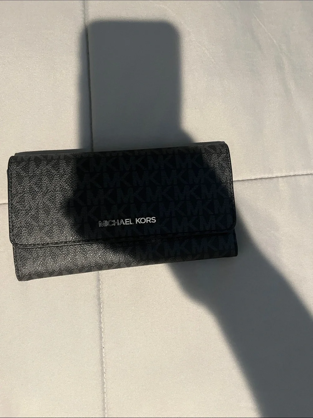 Michael Kors Black MK Monogram Foldover Wallet